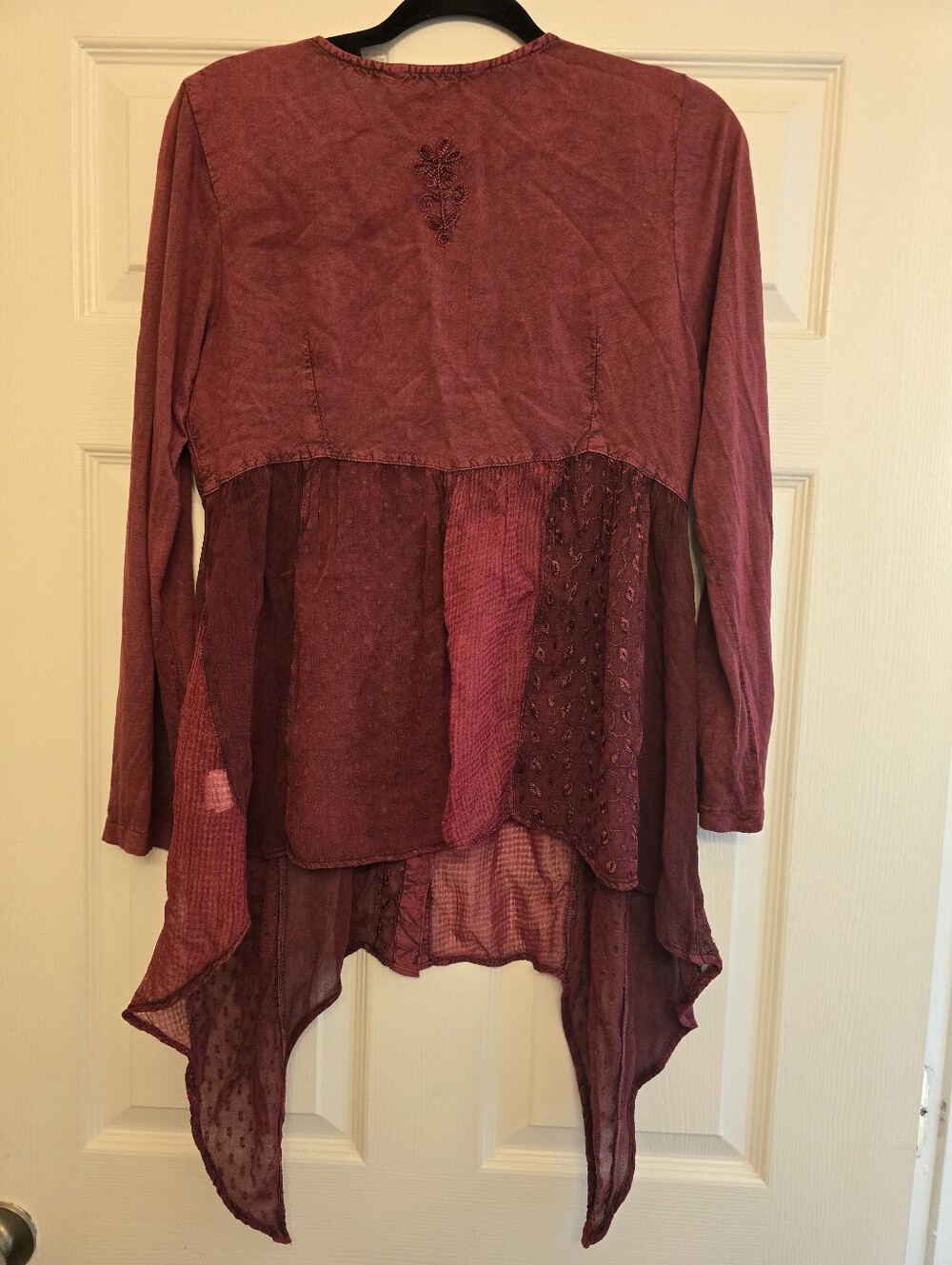 Young Threads Boho Embroidered Button-Front Tunic Blouse - Size M - Picture 3 of 8